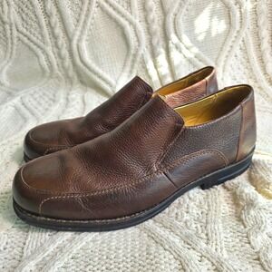 VTG Studio Belvedere Robert Loafers Brown Pebbled‎ Leather Slip On Mens 11M